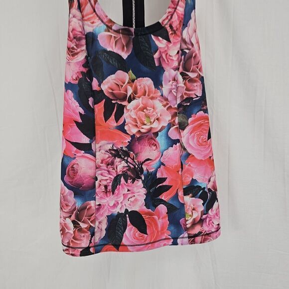 Lululemon Lightened Up Singlet Womens Size 8 Secret Garden Black Pink Floral - Picture 3 of 7